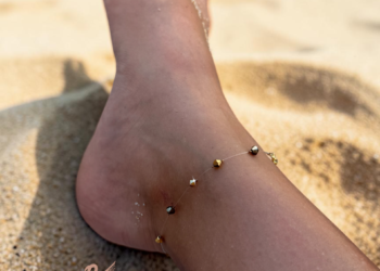 Гривна за глезен Swarovski Gold