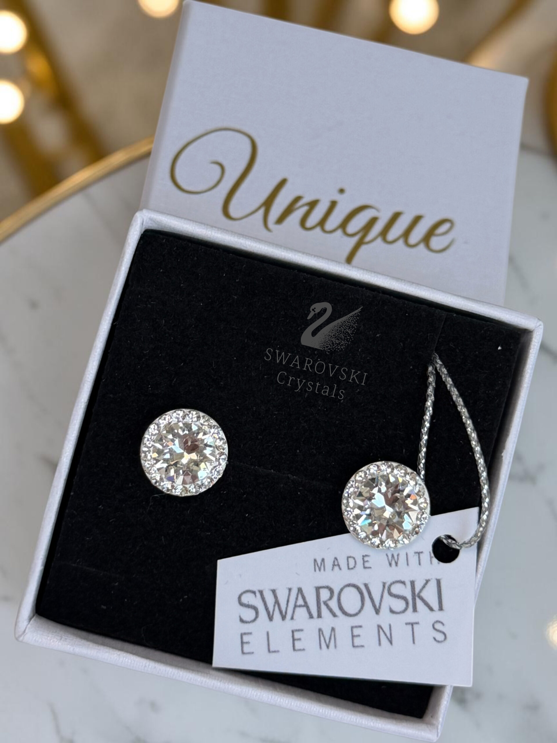 Сребърни Обеци Swarovski® - бели 1 Сребърни Обеци Swarovski® - бели