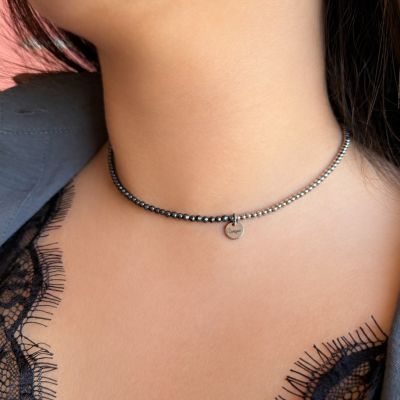 Колие Hematite Tag- silver