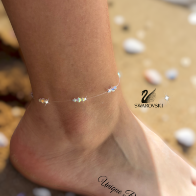 Гривна за глезен с тройни кристали Swarovski AB