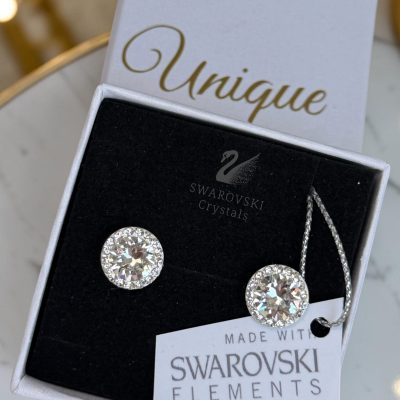 Сребърни Обеци Swarovski® – бели